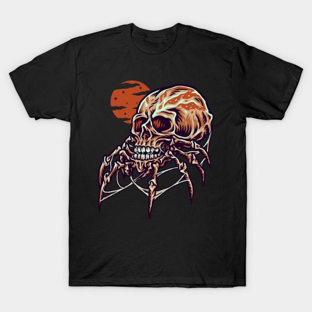 Evil Halloween Spider Skull T-Shirt by Blazedfalcon